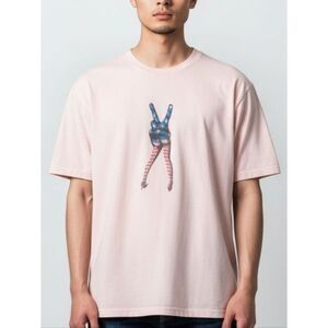 Altru Light Pink Graphic Tee with Americana Peace Legs